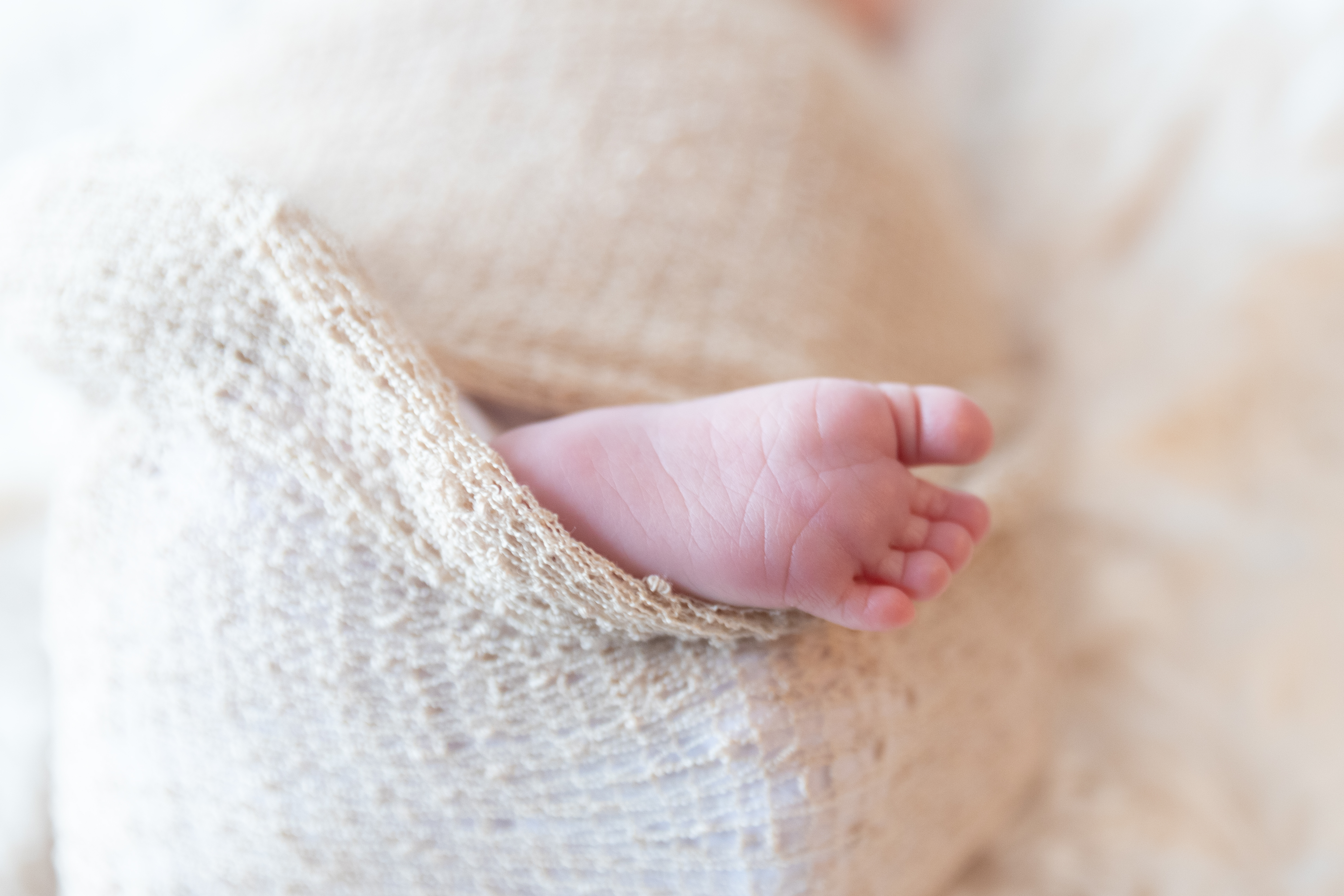 Image d'un photographe talentueux travaillant avec un nouveau-né dans un studio photo équipé pour des séances photo personnalisées et de haute qualité.